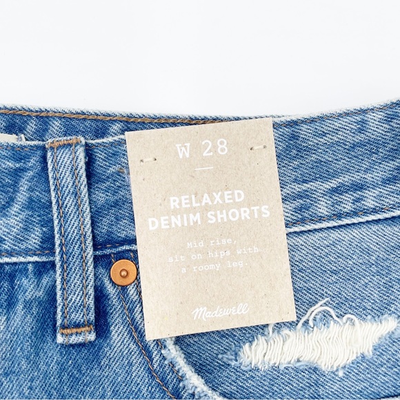 NEW Madewell Relaxed Denim Shorts in Renfield Wash Destructed Edition ND697 - Picture 4 of 7